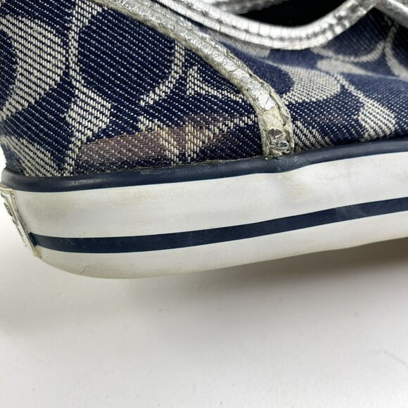 Coach Shoes Womens Size 7 Dee Optic Signature C Monogram Canvas Sneakers Lace Up - Picture 2 of 12